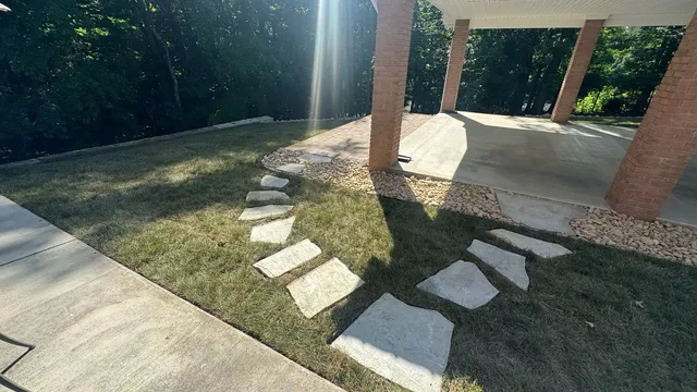 Stepping stones through landscape beds